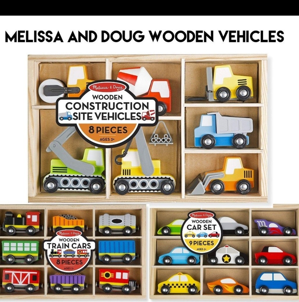 melissa and doug wooden train cars