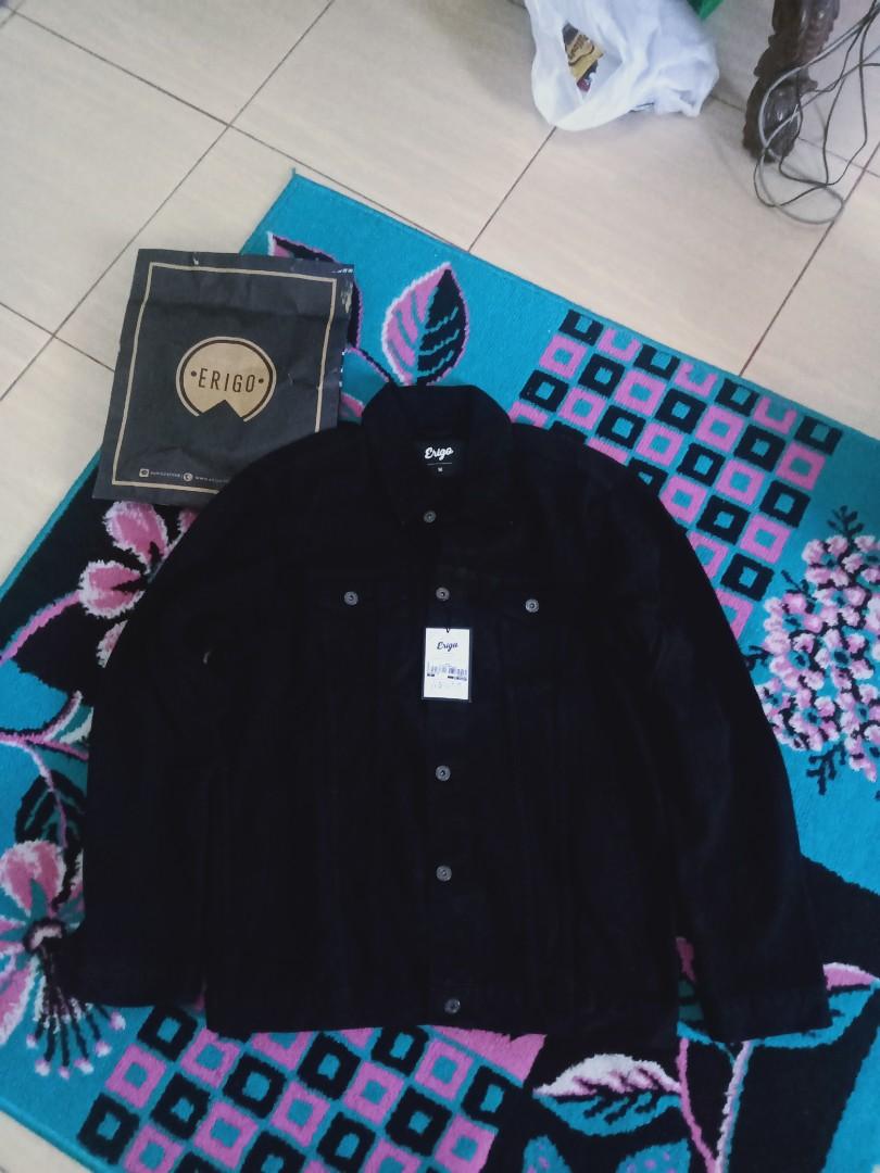 Trucker denim erigo black Fesyen Pria Pakaian Baju Luaran di Carousell
