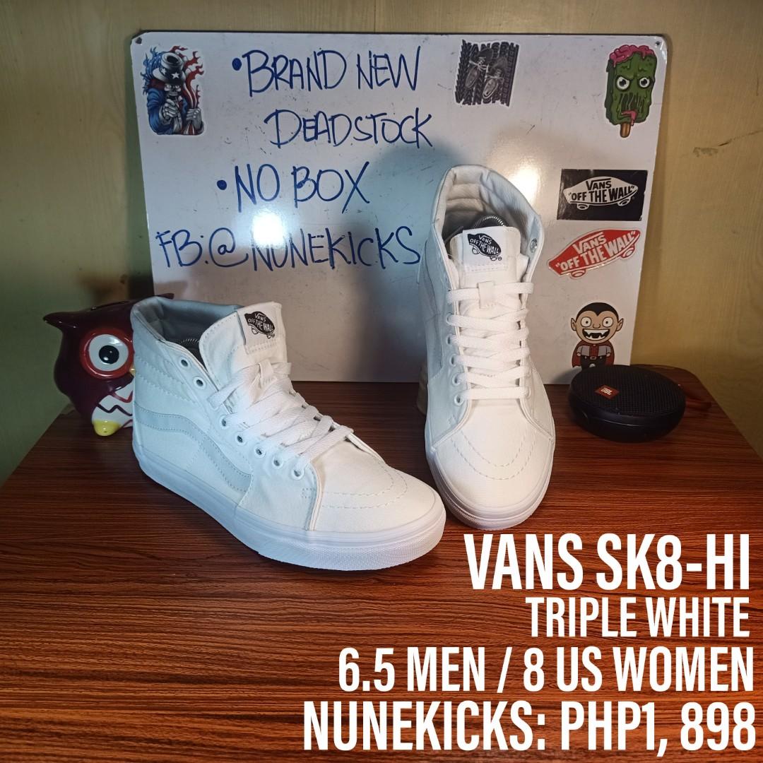 triple white vans sk8 hi