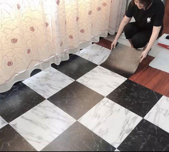 Waterproof Floor Stickers Self Adhesive Marble Wallpapers Kitchen