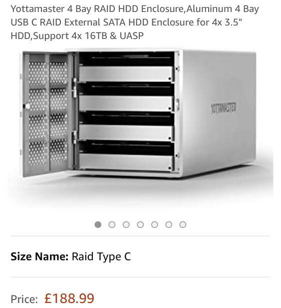 Yottamaster 4 Bay RAID HDD Enclosure,Aluminum 4 Bay USB C RAID External ...