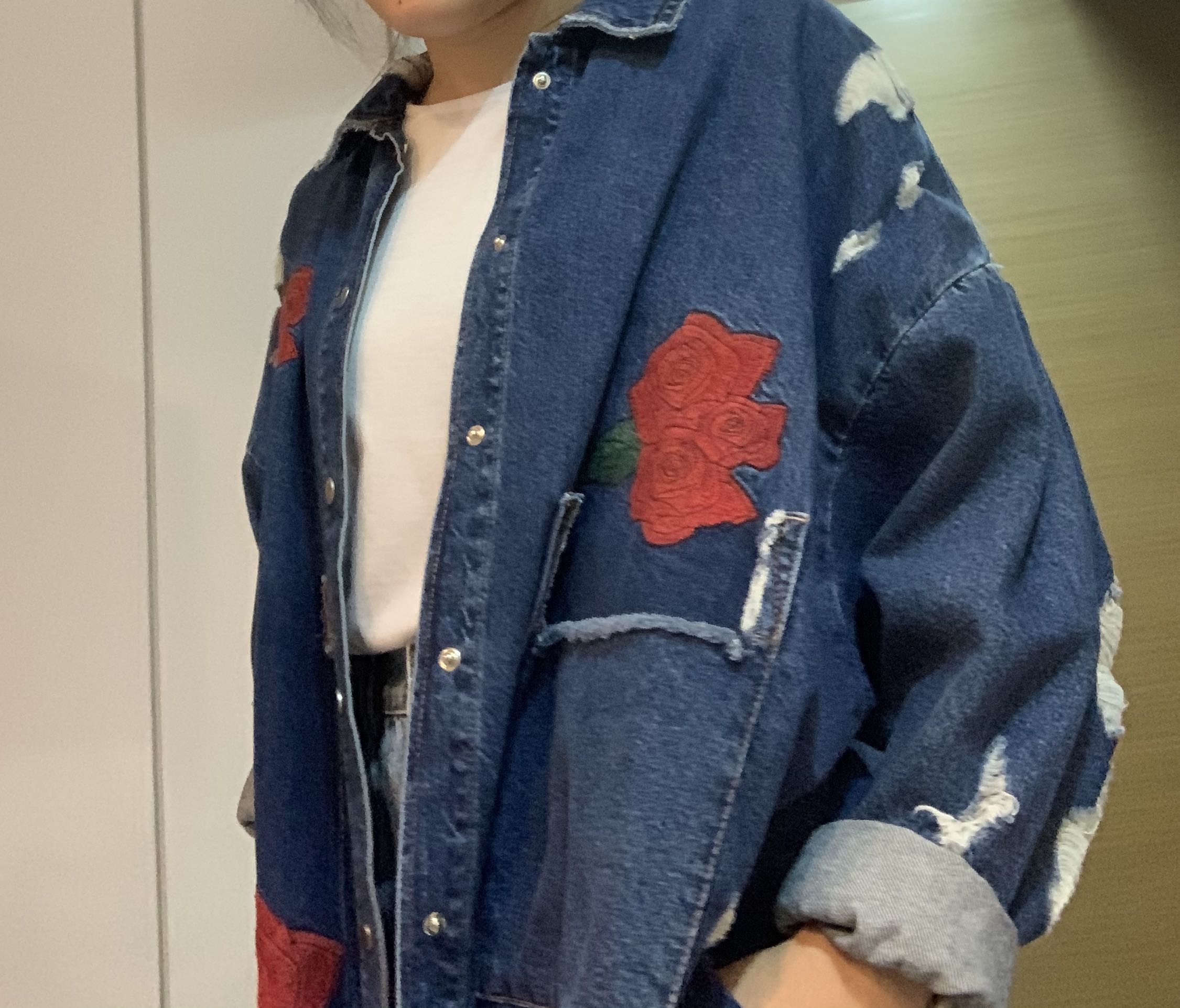 long denim jacket with hood