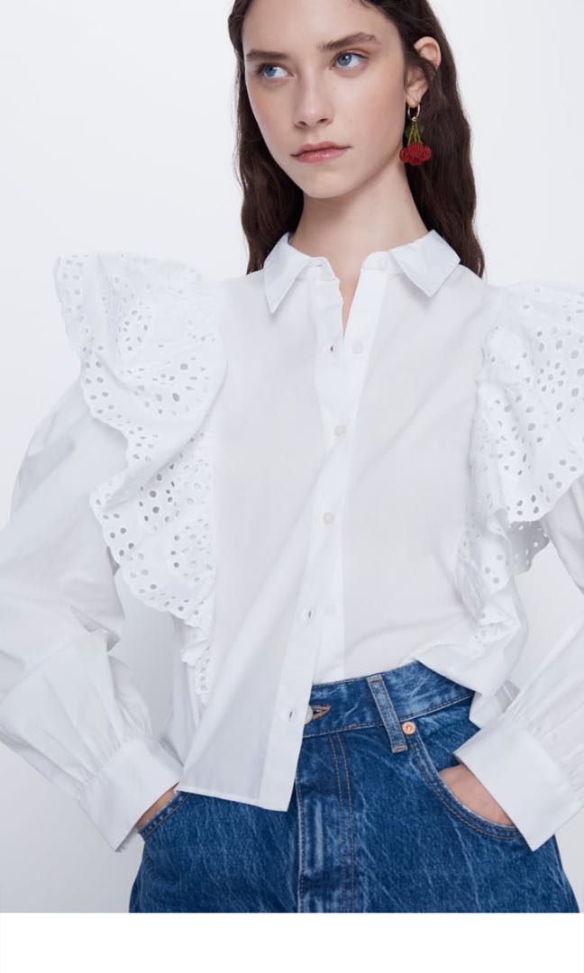 Zara Poplin shirt with embroidery 