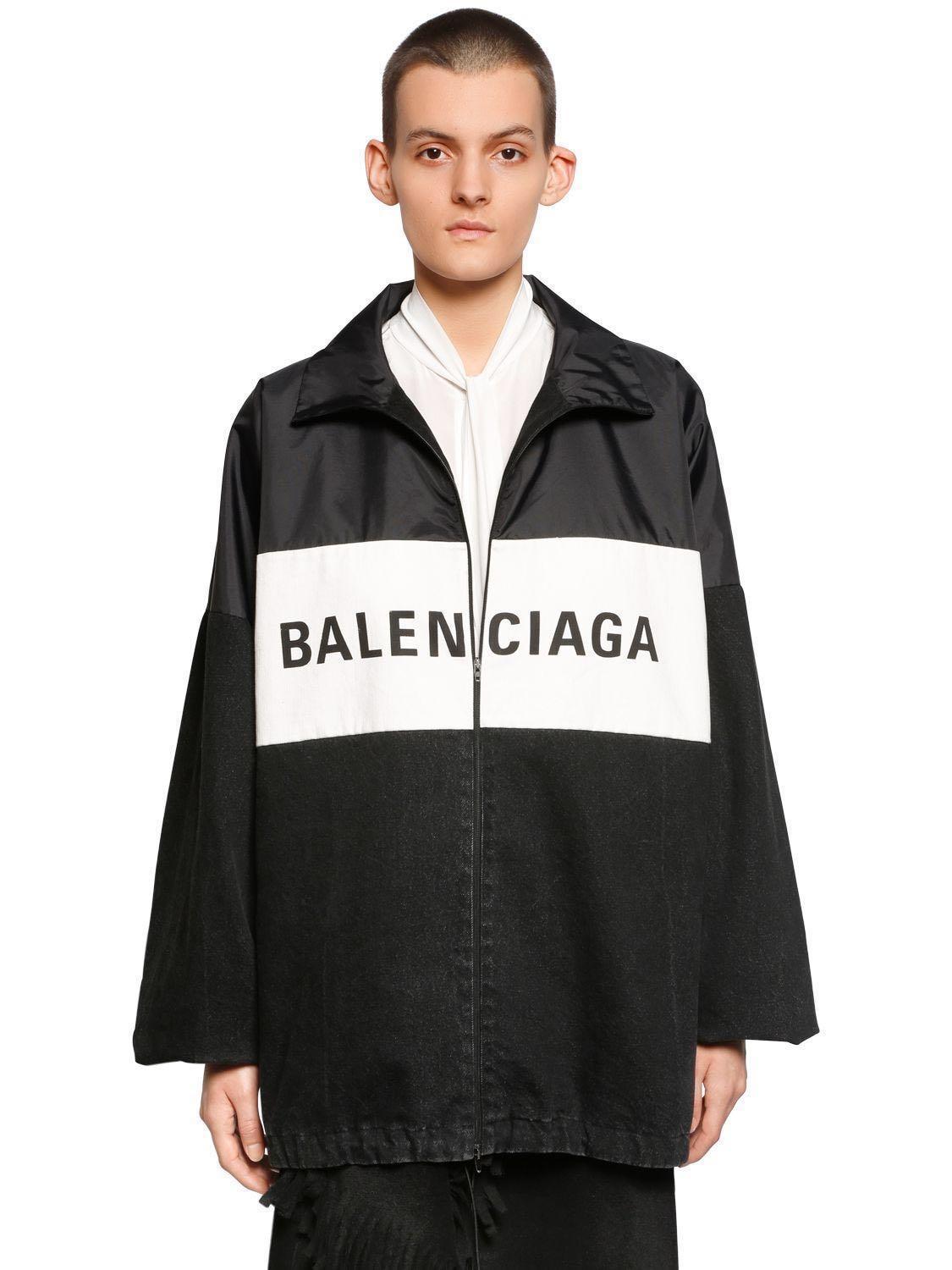Balenciaga Nylon Logo denim jacket, Men 