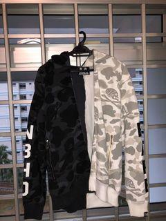BAPE x Neighborhood Split Camo Shark Full Zip Hoodie Size M