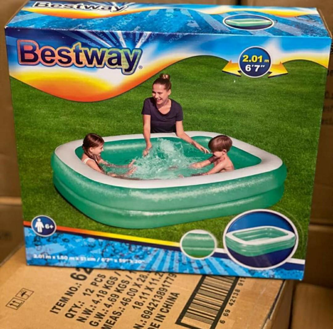 Bestway Rectangular Inflatable pool (Category: Water Sports) located in Quezon City. Submitted by randvonlineshop (Listing ID 1007525165, Image 3). Description: Beat the heat with this Inflatable pools Bestway Rectangular Inflatable Pools: Small : 54005 2.0: 2,300 Medium : 54006 2.6 : 2,500 Large : 54009 3.05 : 3,000 Note : Pump Sold Separately Payment thru : BPI/BDO/GCASH.