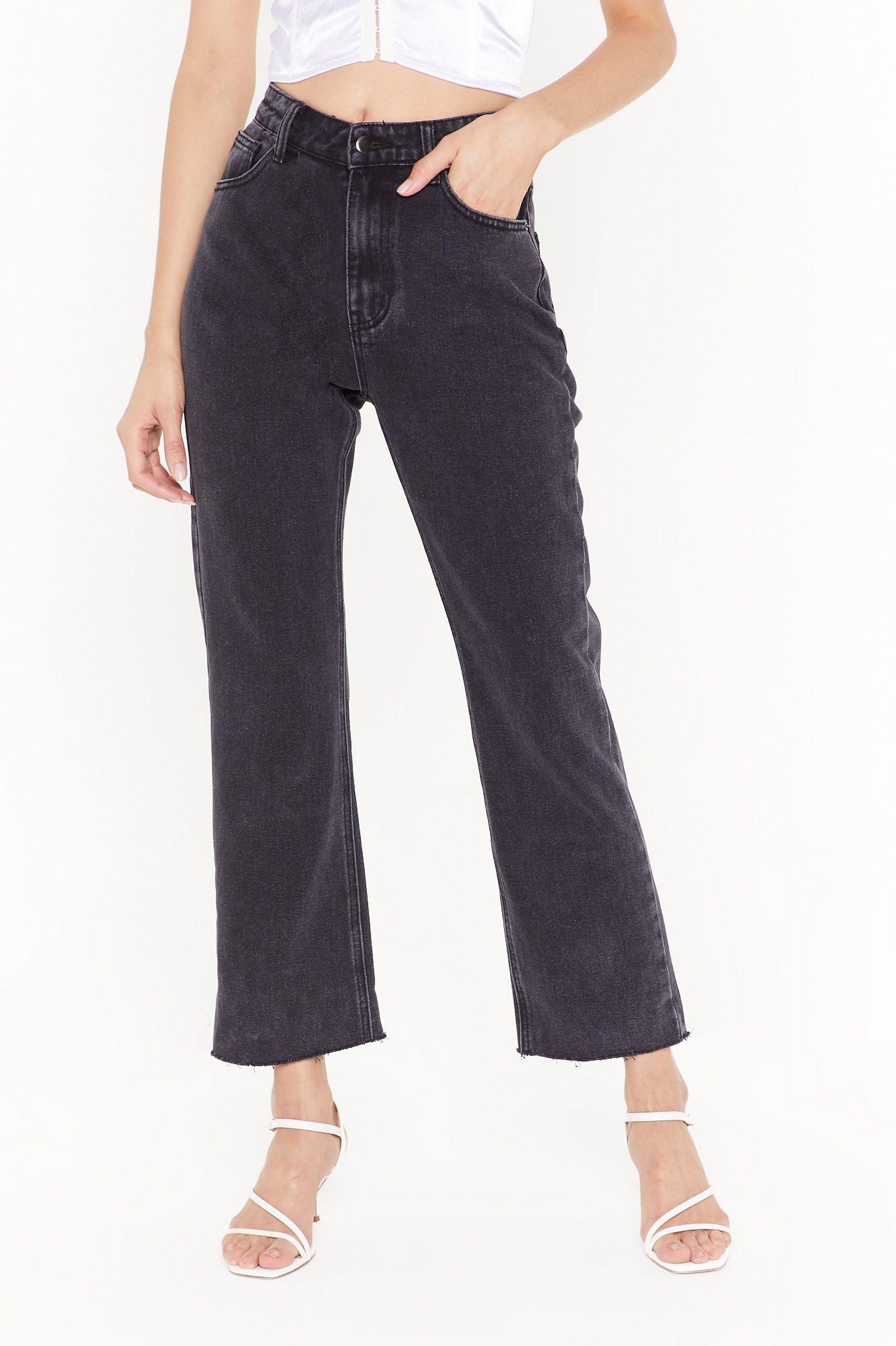 womens black denim straight leg jeans