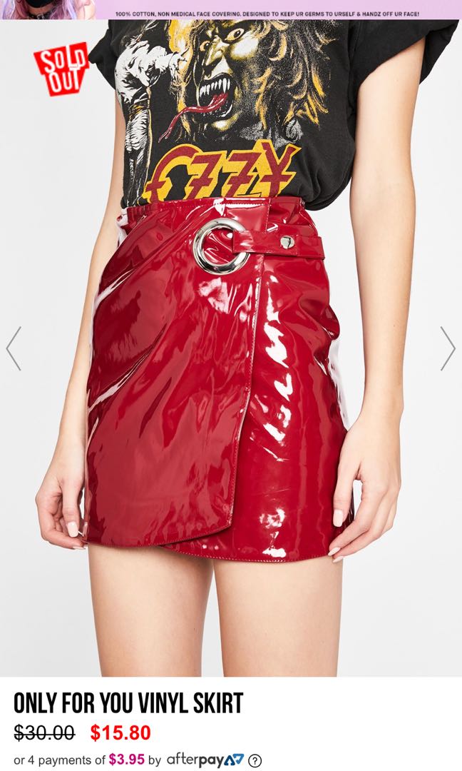 BNWT Dollskill red vinyl skirt Women s Fashion Bottoms Skirts