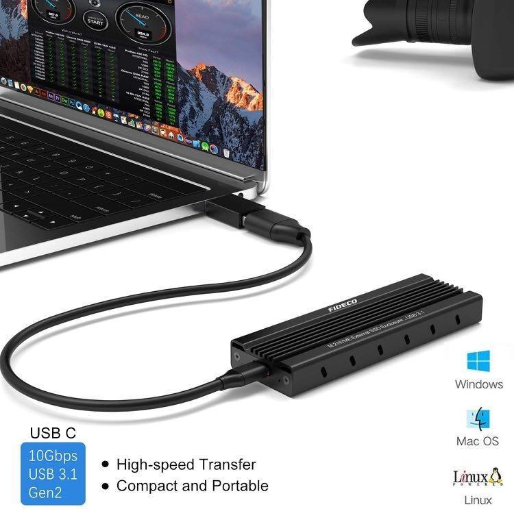[BRAND NEW] FIDECO M.2 NVME External SSD Enclosure, PCIe USB 3.1, Gen 2