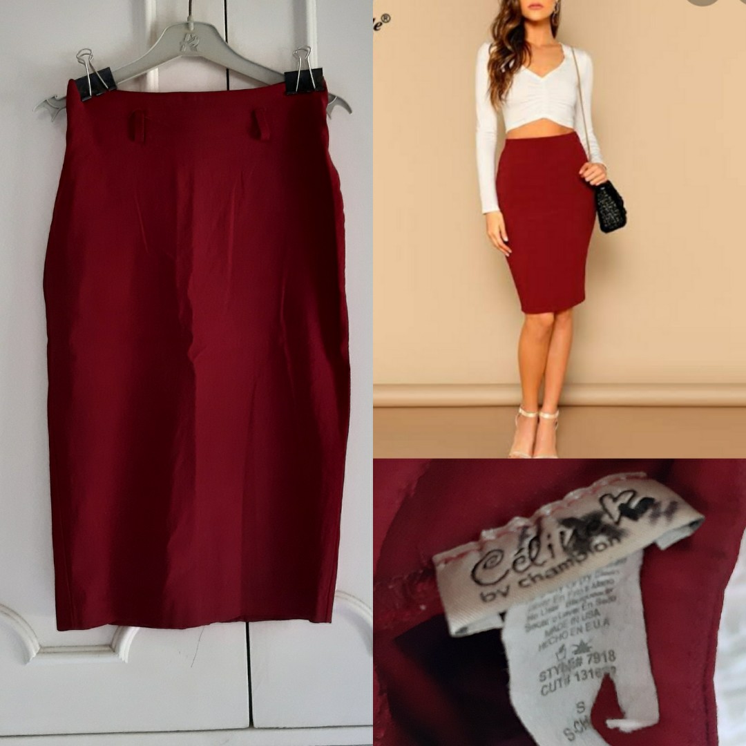 Maroon pencil cut skirt cheap