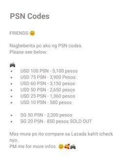 sell psn codes