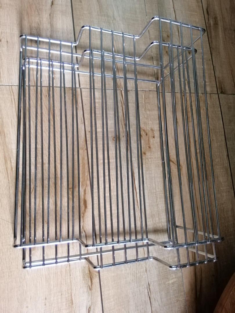 Chrome expandable 3 tier organiser storage rack (Category: Food Organization & Storage) located in Paranaque City. Submitted by zac.sei (Listing ID 1007407718, Image 3). Description: Chrome expandable 3 tier organiser storage rack Brandnew 2 chrome plated racks 59x26x12.5cm #carouswitch.