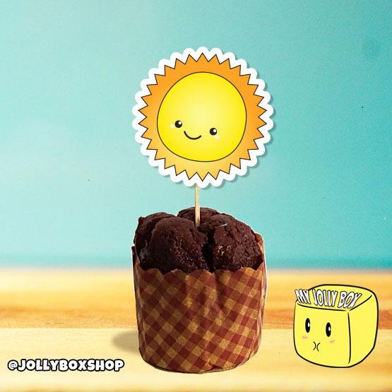 Cute Sun Cupcake Topper For Space Party Decorations Apr 2020