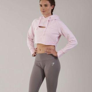 Gymshark Raw Edge Cropped Hoodie - Pink Small