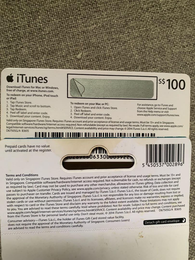 iTunes $100 Gift Card, Tickets & Vouchers, Vouchers on Carousell