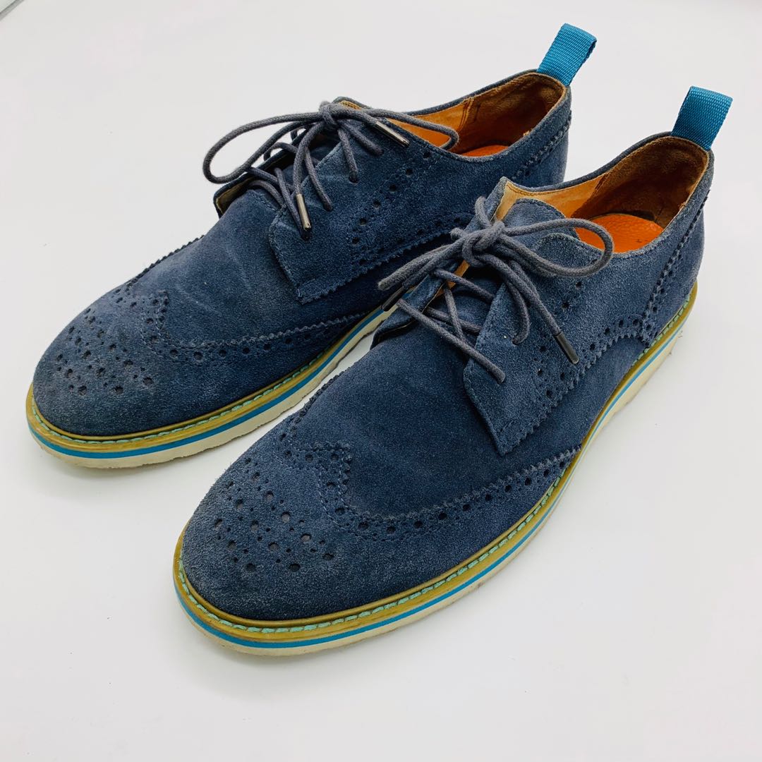 Reaction Kenneth Cole Never Too Hype Blue Suede Shoe US11 12 hargapadu