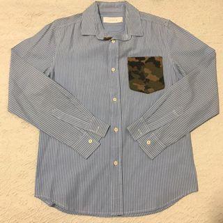 Light Blue Stripe Button Down Long Sleeve Polo Shirt