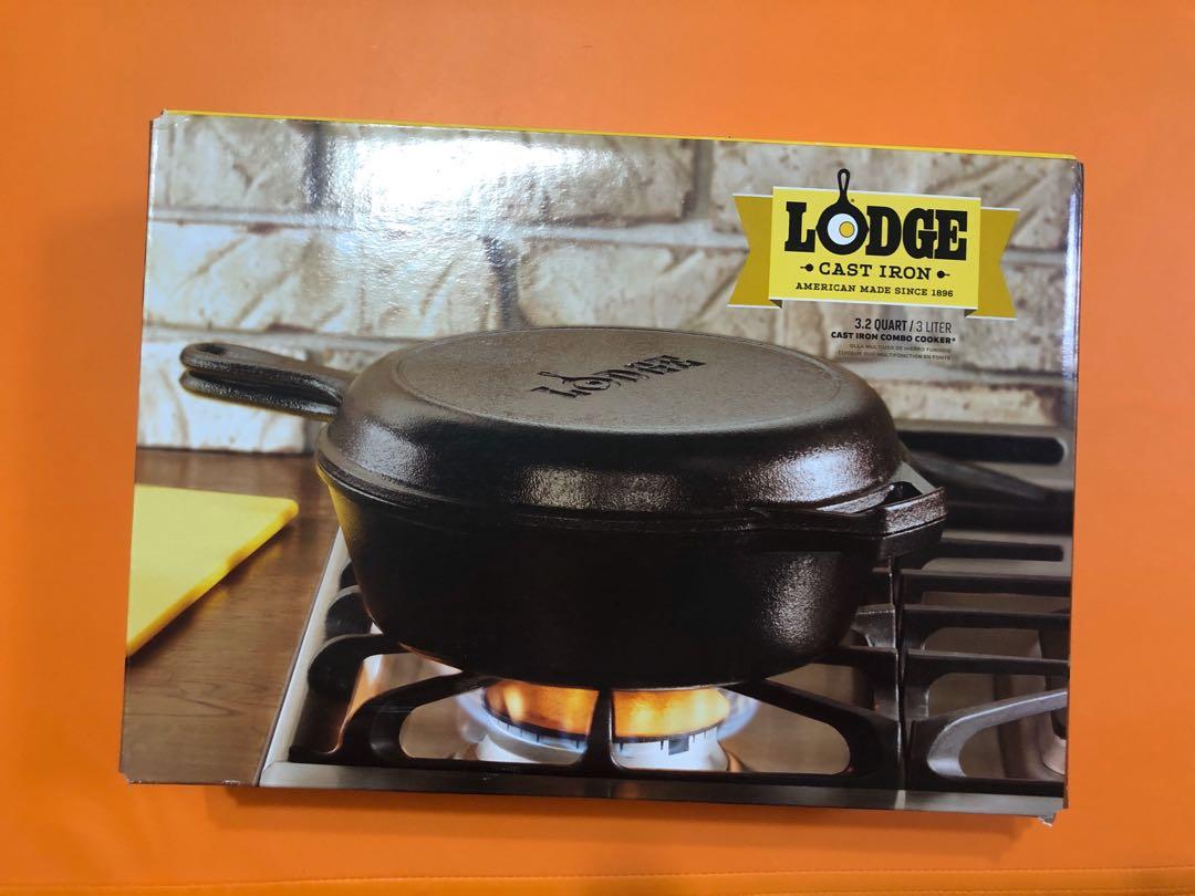 Lodge LCC3 3.2 Qt. Pre-Seasoned Cast Iron Combo Cooker