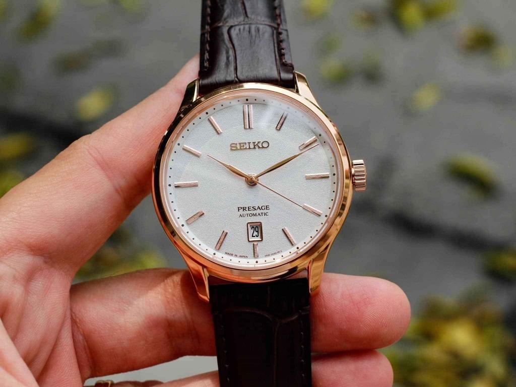 MADE IN JAPAN Seiko Presage SRPD42J1 Zen Garden White Brown Leather Automatic Men s Watch SRPD42J SRPD42