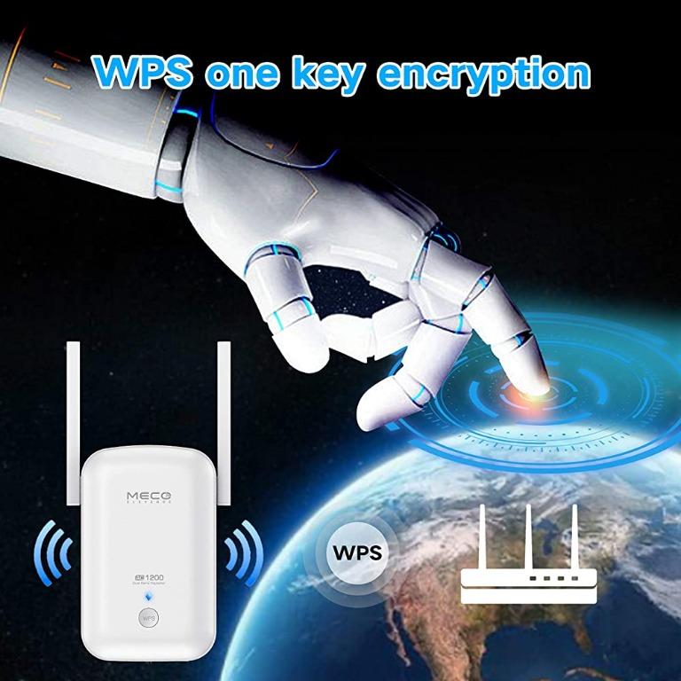 MECO ELEVERDE WiFi Booster 1200Mbps 2.4GHz 5GHz Dual Band WiFi Extender WiFi Repeater Access Point With 2 Ethernet Ports Smart APP Control Easily Setup Compatible With All Routers Computers Tech Parts
