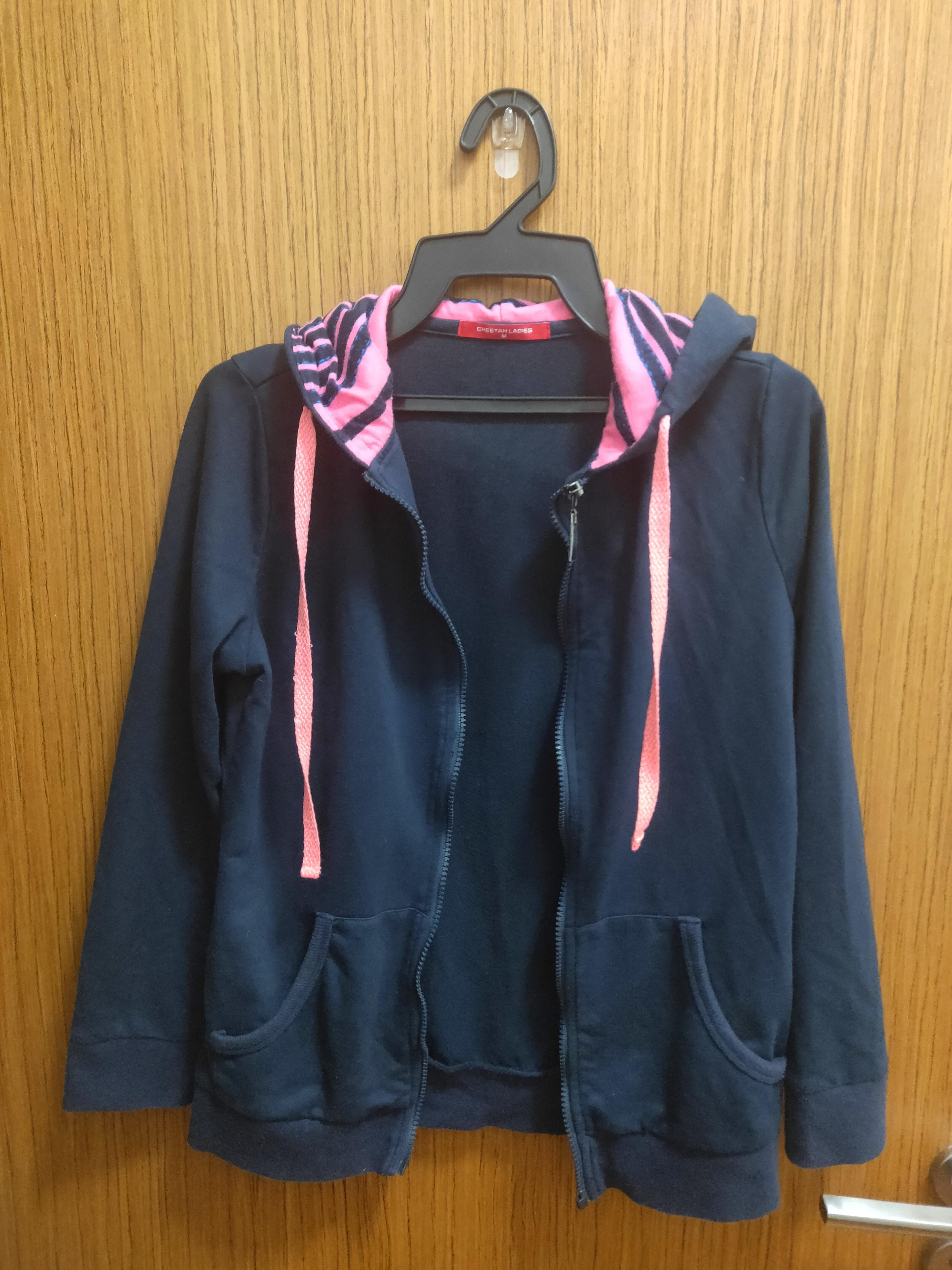 Navy Blue and Pink Hoodie Jacket, Women's Fashion, Coats, Jackets and  Outerwear on Carousell