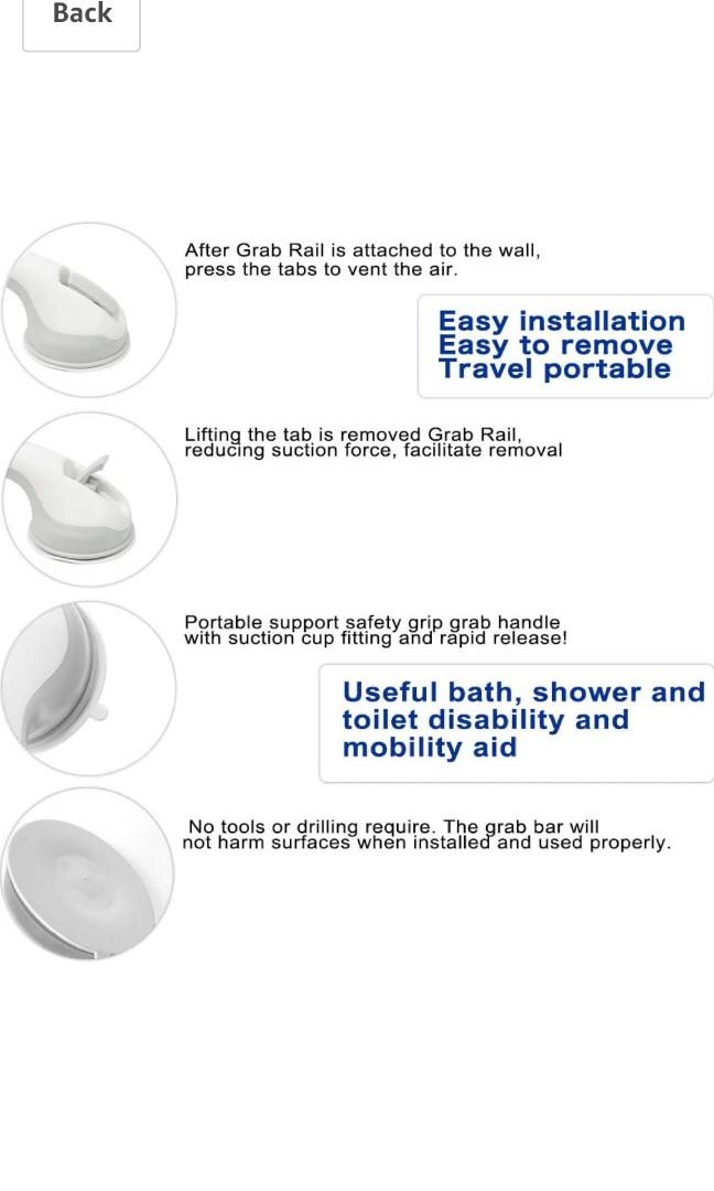 Newthinking Suction Bathroom Grab Rails, Hand Rail for Disabled