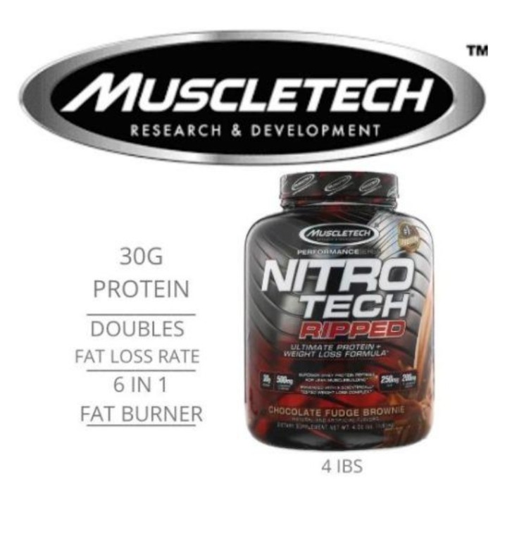 NitroTech Ripped, Ultimate Protein + Weight Loss Formula, Chocolate ...