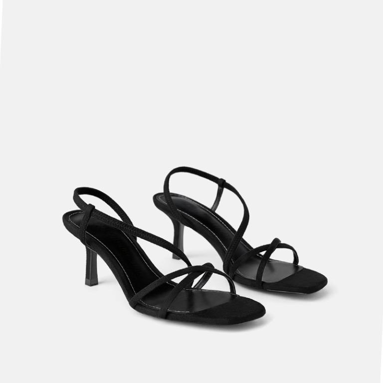 Strappy mid heel leather sandals zara discount