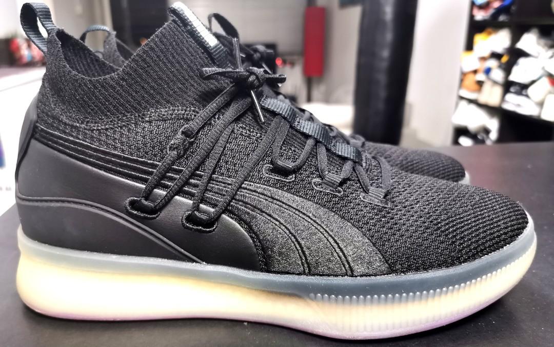 Puma clyde court disrupt black electric purple top