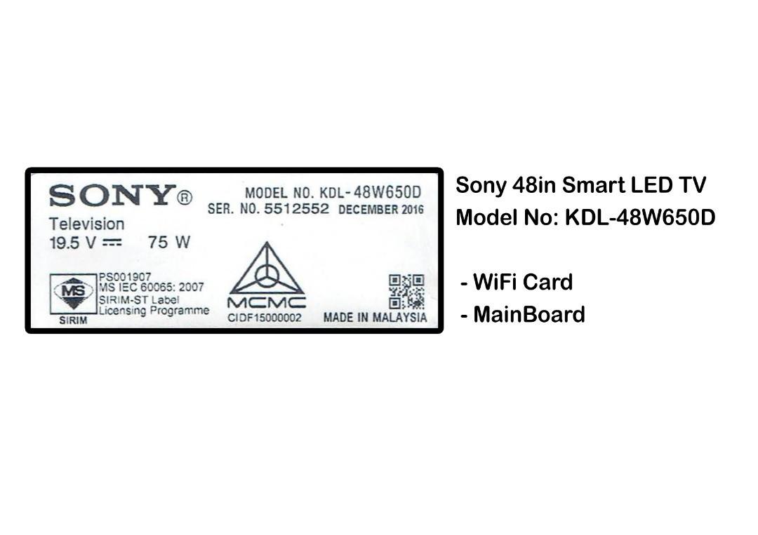 Sony 48in Smart LED TV KDL48W650D Spareparts, TV & Home Appliances, TV