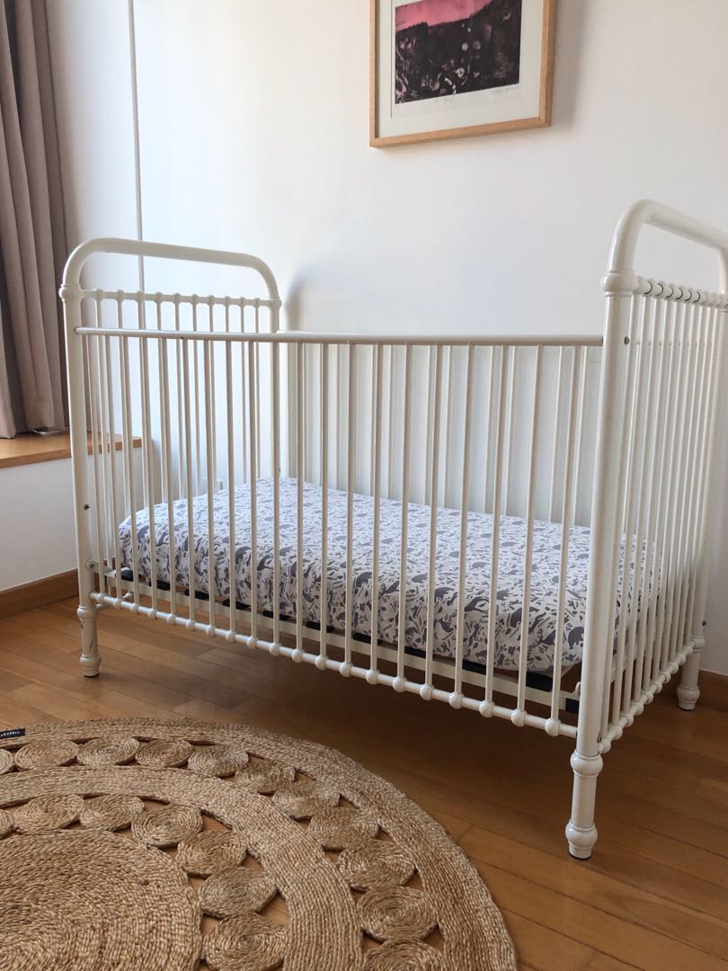 Vintage style white metal baby cot Babies Kids Baby Nursery