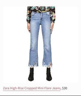 Sale: 650 Zara High Rise mini Flare Jeans (black & blue)