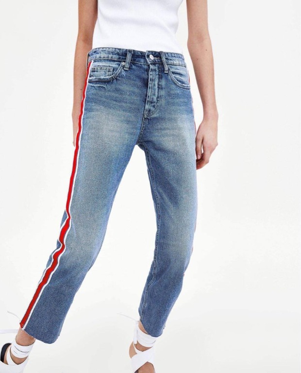 ripped hem mom jeans