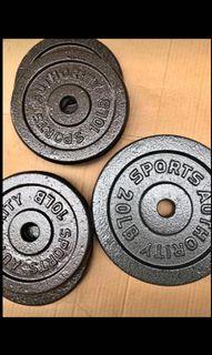 Barbell Plates   10lbs 600 isa  15lbs 900 each  Barbell bar 1250 5ft Dumbell bar pares 800
