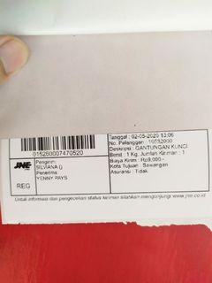 Bukti resi pengiriman hari ini