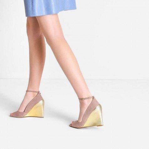 Gold wedge heels for wedding on sale
