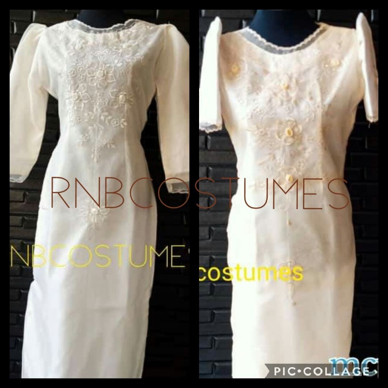 long sleeve filipiniana dress