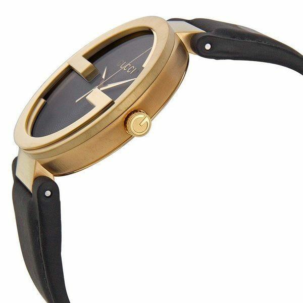 Gucci Interlocking G Dial Black Leather Men's Watch YA133206