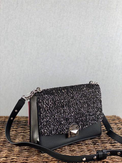 Kate Spade Neve Tinsel Medium Flap Crossbody in Black