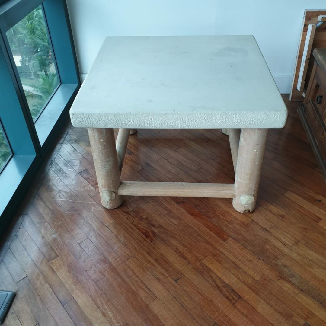 Off White Stone Square Side Table Home Furniture Furniture