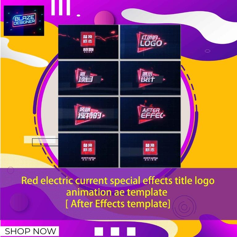 Red Electric Current Special Effects Title Logo Animation Ae Template After Effects Template Design Craft Artwork On Carousell