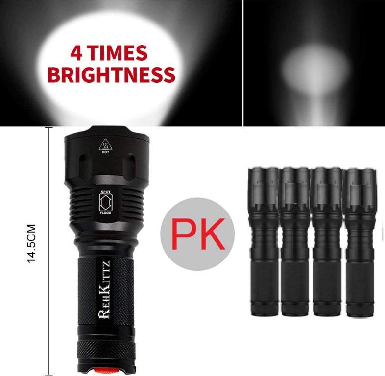 Torch LED Torch S1600 Super Bright Powerful Lumens Torches Zoomable Adjustable 