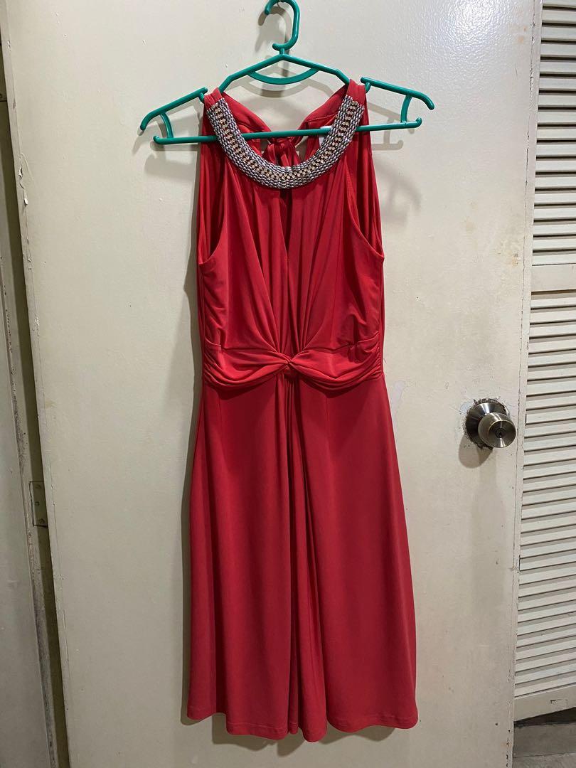 red knee length dresses