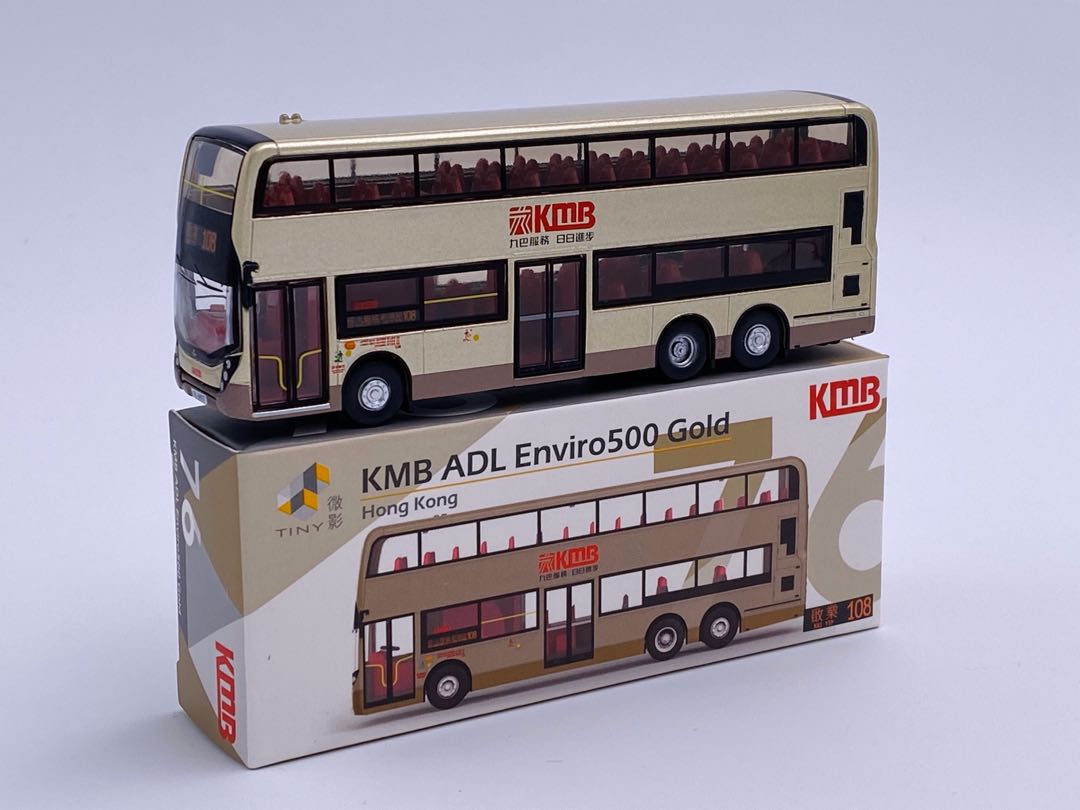 Tiny #76巴士模型：九巴ADL Enviro500 Gold（路線108，往啟業）, 興趣及遊戲, 玩具 遊戲類- Carousell