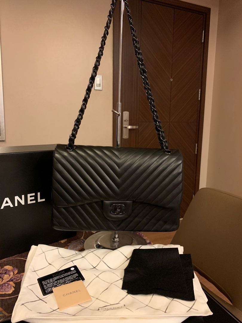 Chanel So Black Chevron Reissue 226 Double Flap Bag  ShopStyle