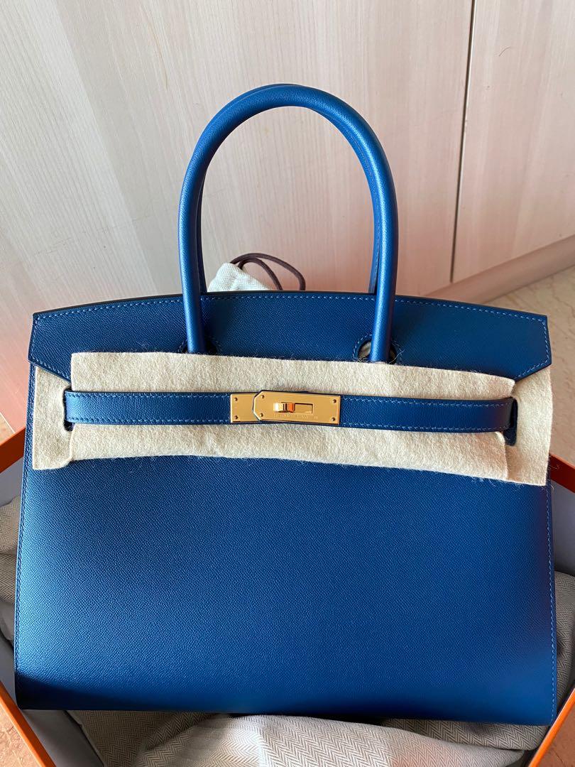 HERMES Madame Calfskin Birkin Sellier 30 Deep Blue 1285220