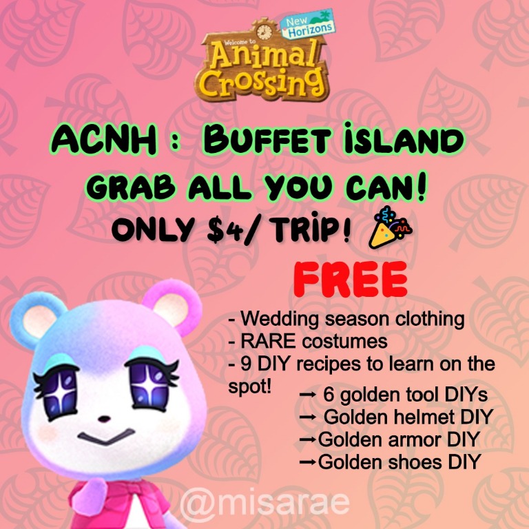 Buffet Island: Grab All You Can! Animal Crossing New Horizons, ACNH, Video  Gaming, Gaming Accessories, Game Gift Cards & Accounts on Carousell