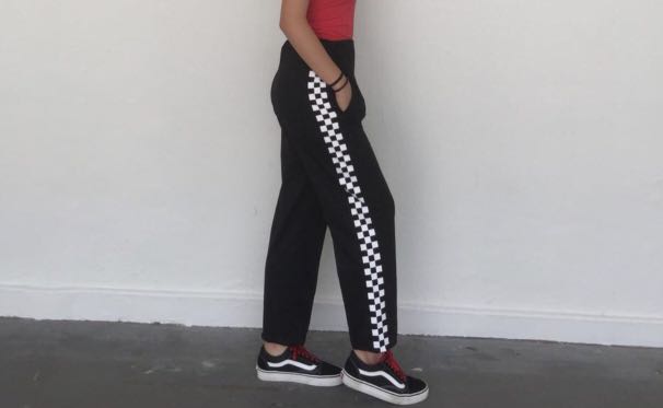 checkered black pants