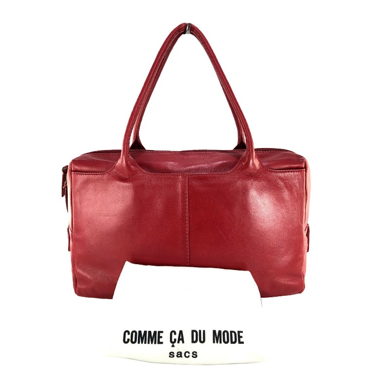 Comme Ca Du Mode Red Leather Tote Bag 