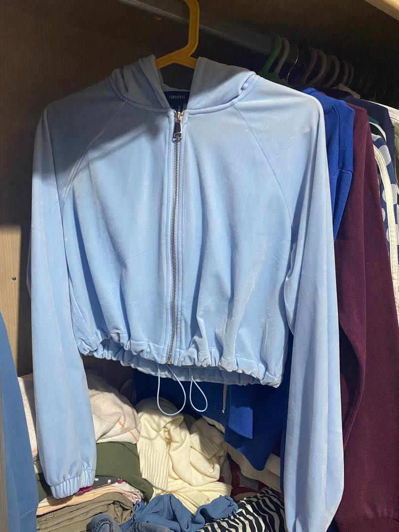 baby blue cropped jacket